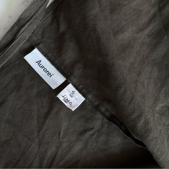 AUROREI LINEN Women's Olive Green Wrap Top Small Yuna Eucalyptus - Picture 6 of 6